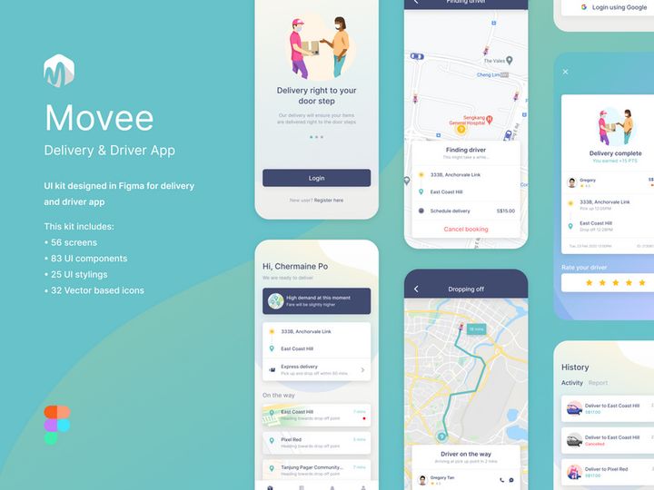 Movee Delivery and Driver App Figma UI Kit