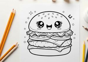Cute burger character smiling vector illustration flat design