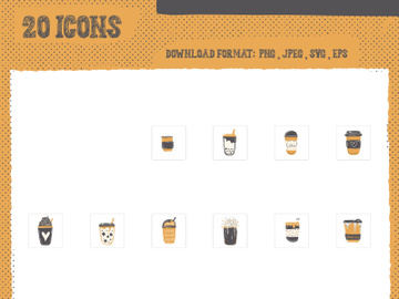 Illustration stamp stickers icons coffee tea decoration preview picture