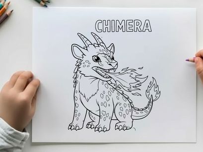 Mythical chimera monster roaring fantasy vector illustration