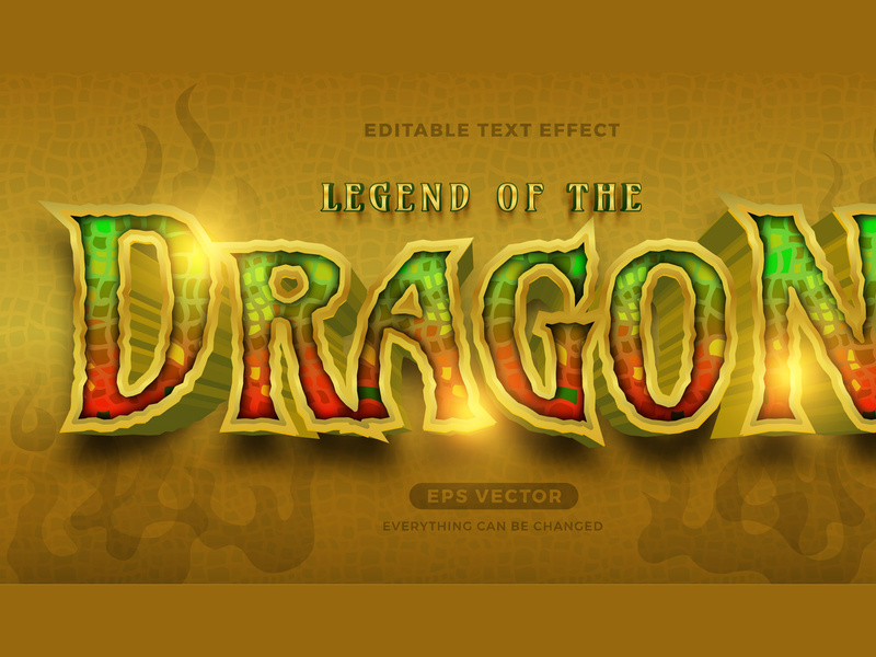 Legend of The Dragon editable text effect style vector