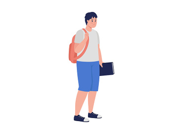 Upset male student semi flat color vector character preview picture