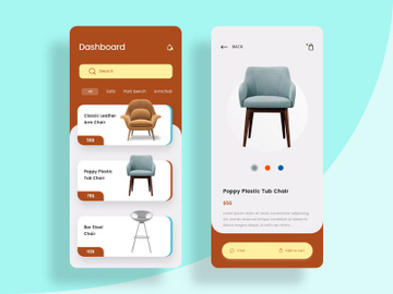 Dashboard and Product details screens for Furniture app preview picture
