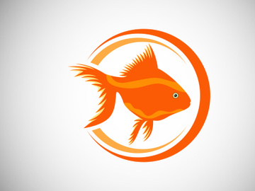 Goldfish in a circle. Fish logo design template. Seafood restaurant shop Logotype concept icon. preview picture