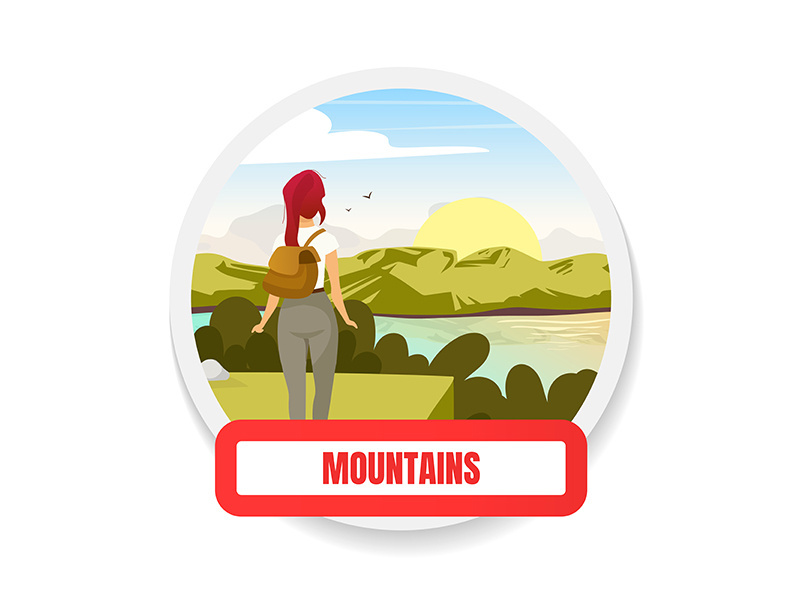 Mountains flat color vector badge