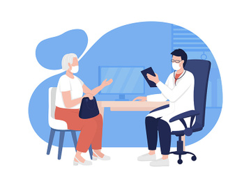 Patient and physician meeting 2D vector isolated illustration preview picture