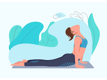Sportswoman doing yoga exercise flat color vector faceless character preview picture
