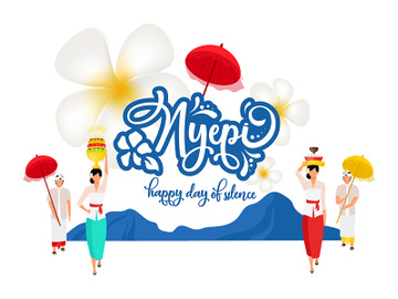 Nyepi flat poster vector template preview picture