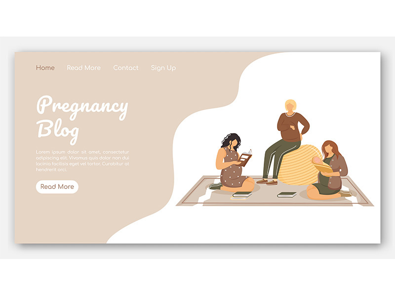 Pregnancy blog landing page vector template