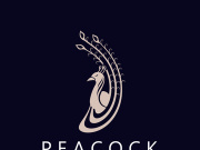 Peacock logo line art elegant concept icon design template flat vector illustration