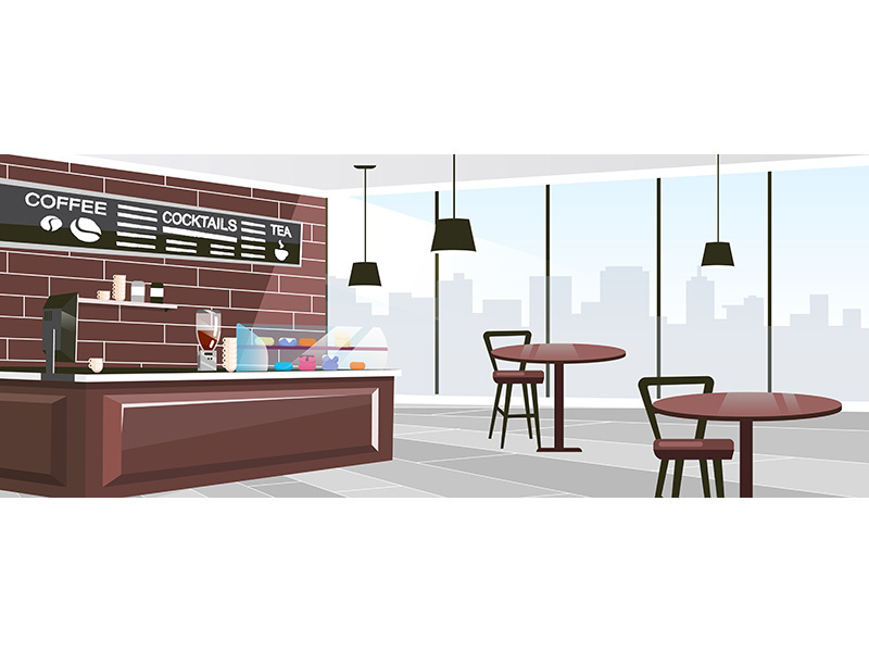 Urban cafe space flat vector illustration