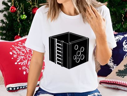 Empty Wooden Box with Ladder and Holes