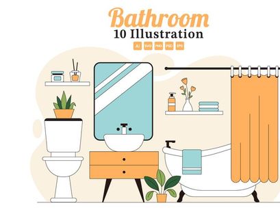10 Modern Bathroom Interior Illustration