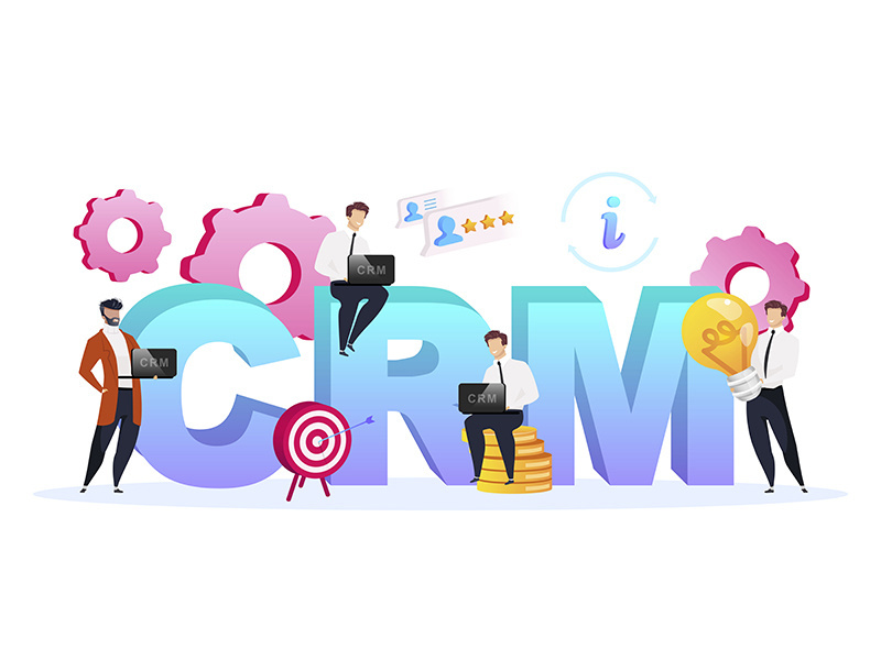 CRM word concepts flat color vector banner