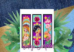 Vibrant Girls Set of  3 Digital Printable Downloadable Bookmarks Book Lovers Gift Avid Readers Gift Book Club Gift Gift Tags Candle Labels