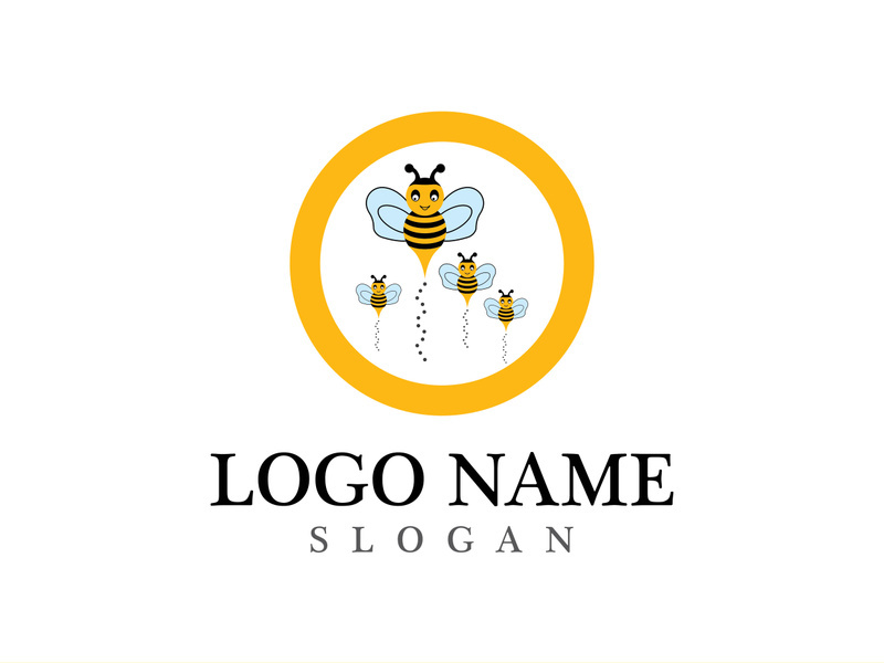 Bee logo vector icon illustration design