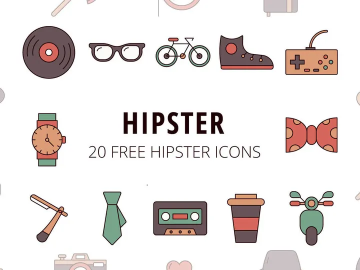 Hipster Vector Freebie Icon Set