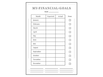 Annual finance goals minimalist planner page design preview picture