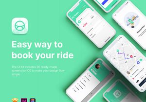 Taxi Booking mobile UI Kit for SKETCH