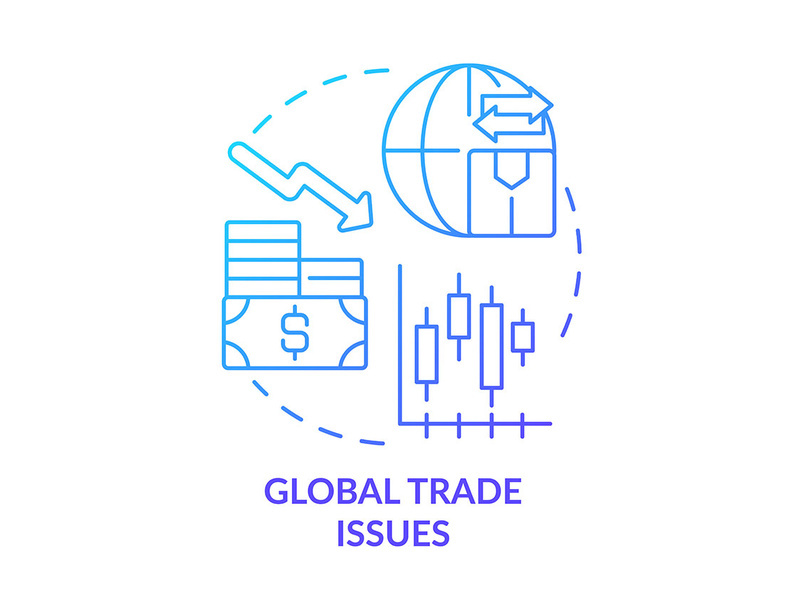 Global trade issues blue gradient concept icon