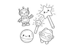 Cute robot characters set happy vector illustration