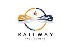 Train Logo Design. Fast Train Track Vector, Fast Transport Vehicle Illustration