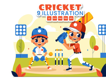 9 Cricket Player Illustration preview picture