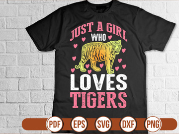 just a girl who loves tigers t shirt Design preview picture