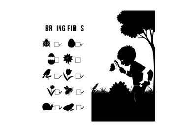 Silhouette of child exploring nature in spring season outdoors preview picture