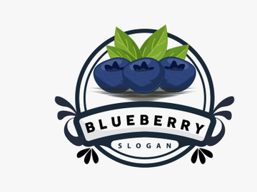 Blueberry Logo, Garden Farm Fresh Fruit Vector, Elegant Simple Design preview picture
