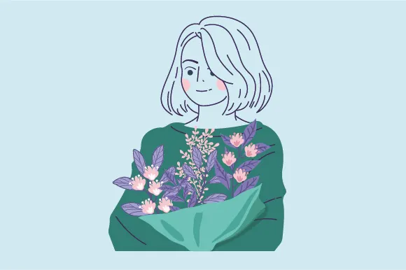 Line art portrait of a girl. An avatar. Vector flat illustration