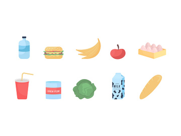 Grocery food flat color vector object set preview picture