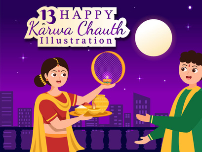 13 Karwa Chauth Festival Illustration