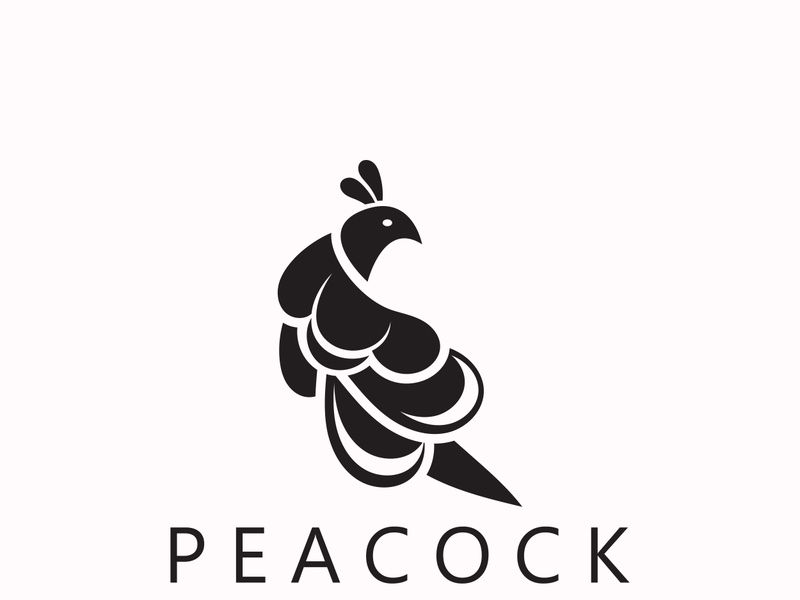 Peacock logo line art elegant concept icon design template flat vector illustration