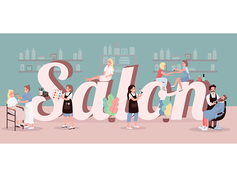 Salon word concepts flat color vector banner