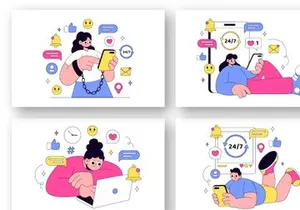 10 Social Media Addiction Illustration