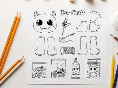 Handmade toy craft set vector illustration flat design