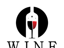 Wine logo with wine glasses and bottles.for night clubs,bars,cafe and wine shops.
