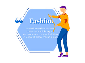 Fashion designer flat color vector character quote preview picture