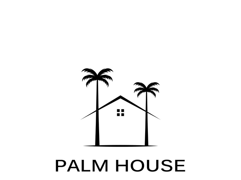 Summer palm tree logo design.