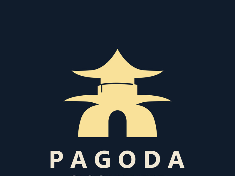 Pagoda culture logo vintage design illustration, temple heritage building vector