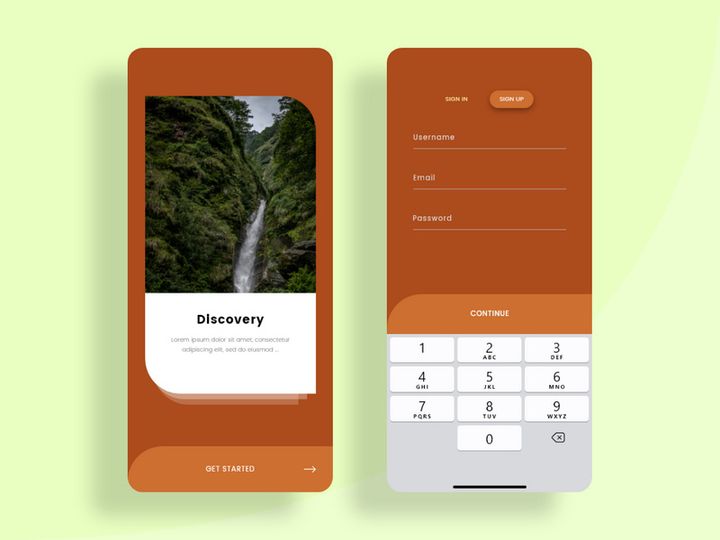 Welcome and Signup screens concept