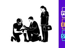 First responders providing medical assistance to an injured person