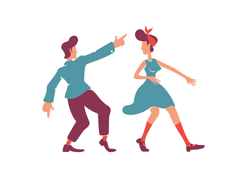 Retro style girlfriend and boyfriend flat color vector faceless characters
