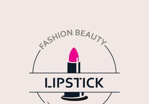 Lipstick logo design for makeup fashion shop and beauty vector cosmetic design template