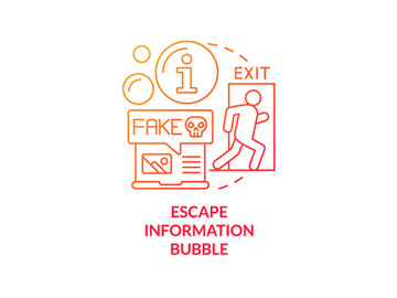 Escape information bubble red gradient concept icon preview picture