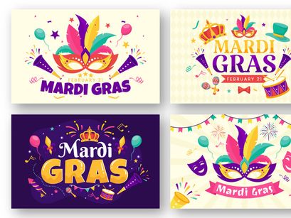 14 Mardi Gras Carnival Illustration