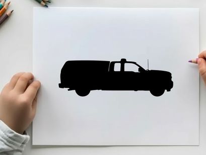 Silhouette of a pickup truck with a covered cargo bed