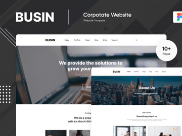Landing Page PSD Figma Template "Busin One" preview picture