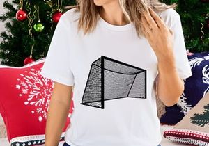 Soccer goal net with black frame and white mesh